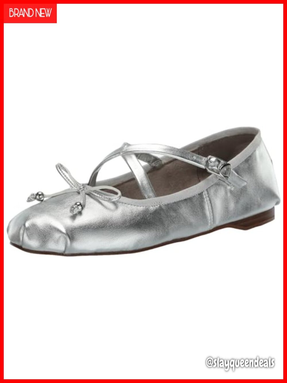 Ballet Flats Round Toe Slip-On Cushioned with Cross Strap & Bow